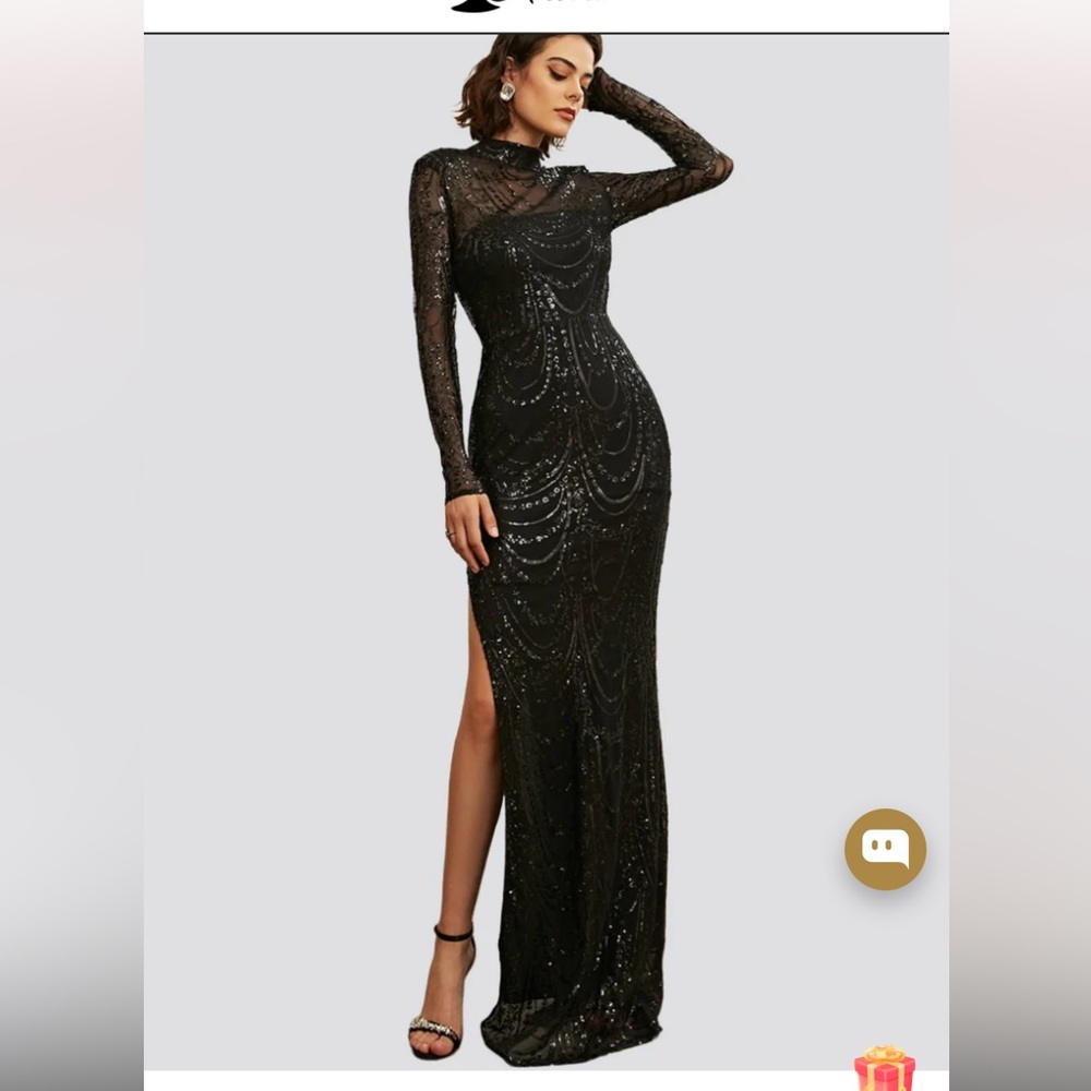 Gorgeous black sequin split dress